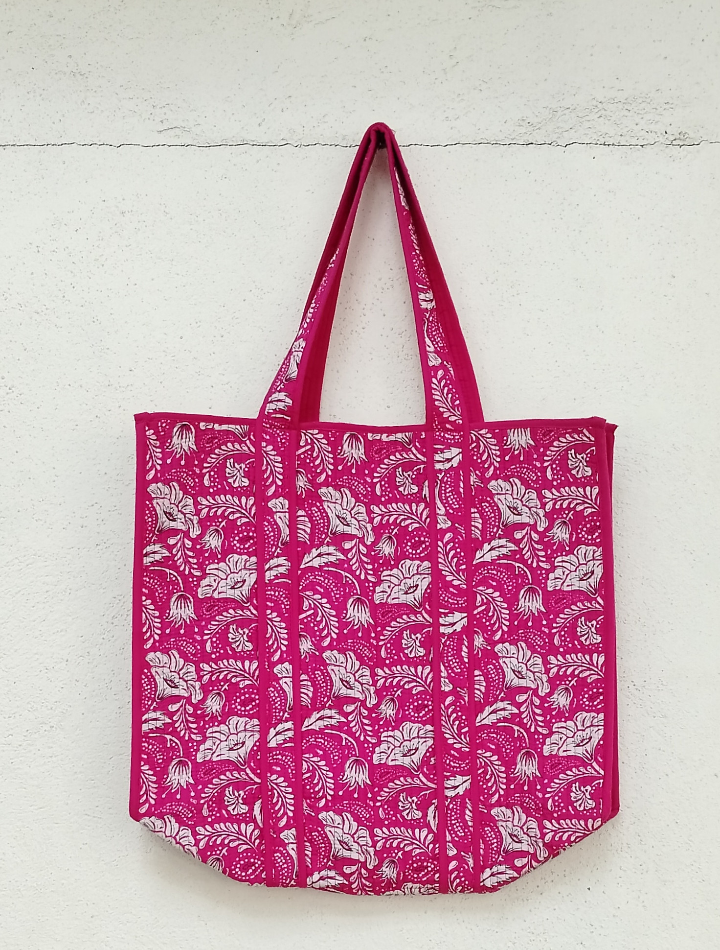 Hand Block Print Quilted Tote Bag
