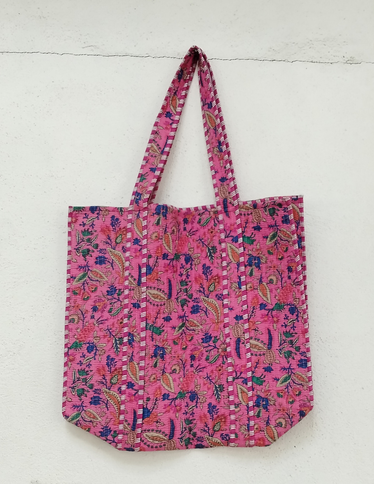 Hand Block Print Quilted Tote Bag