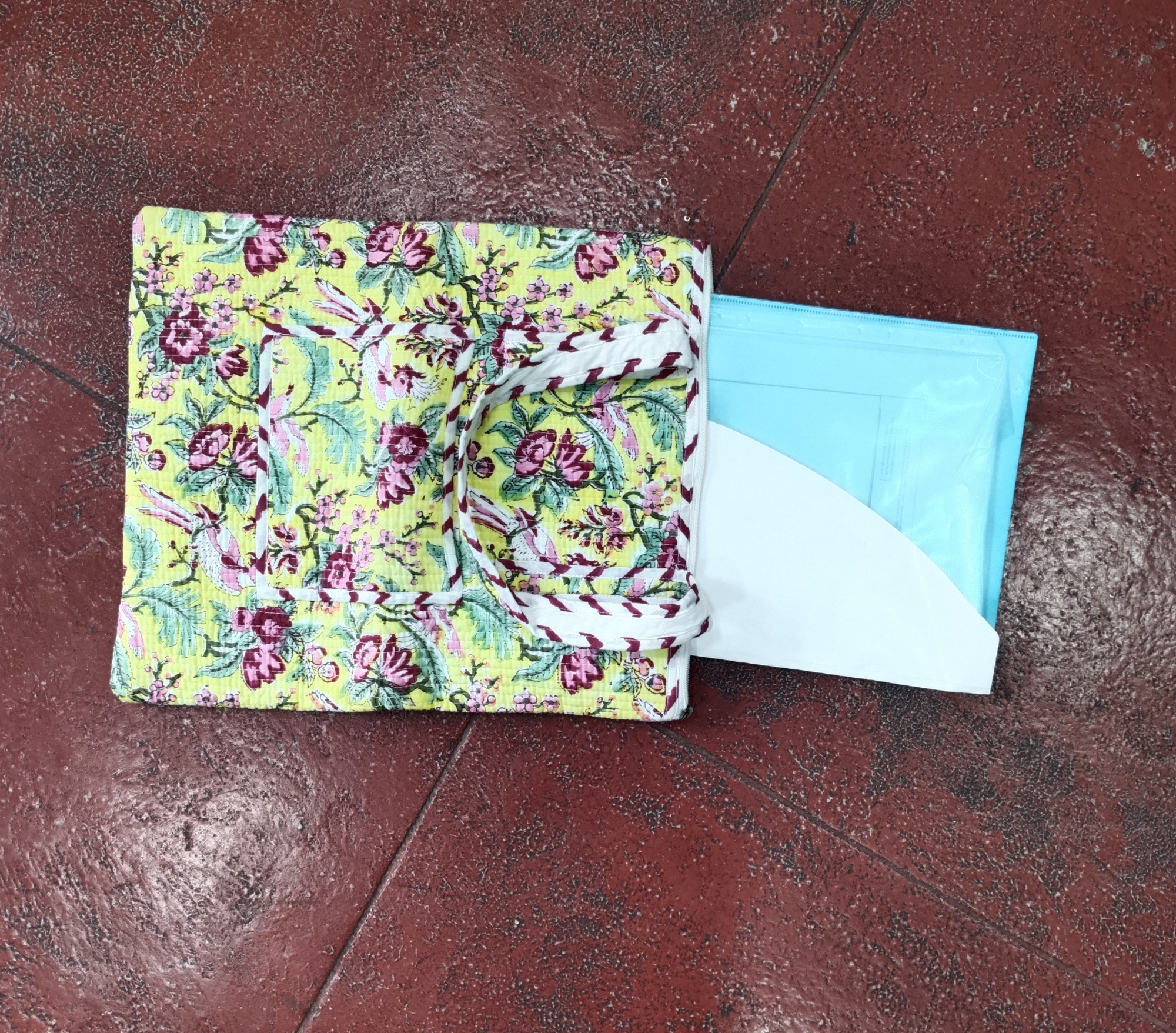 Hand Block Print Quilted Tote Bag