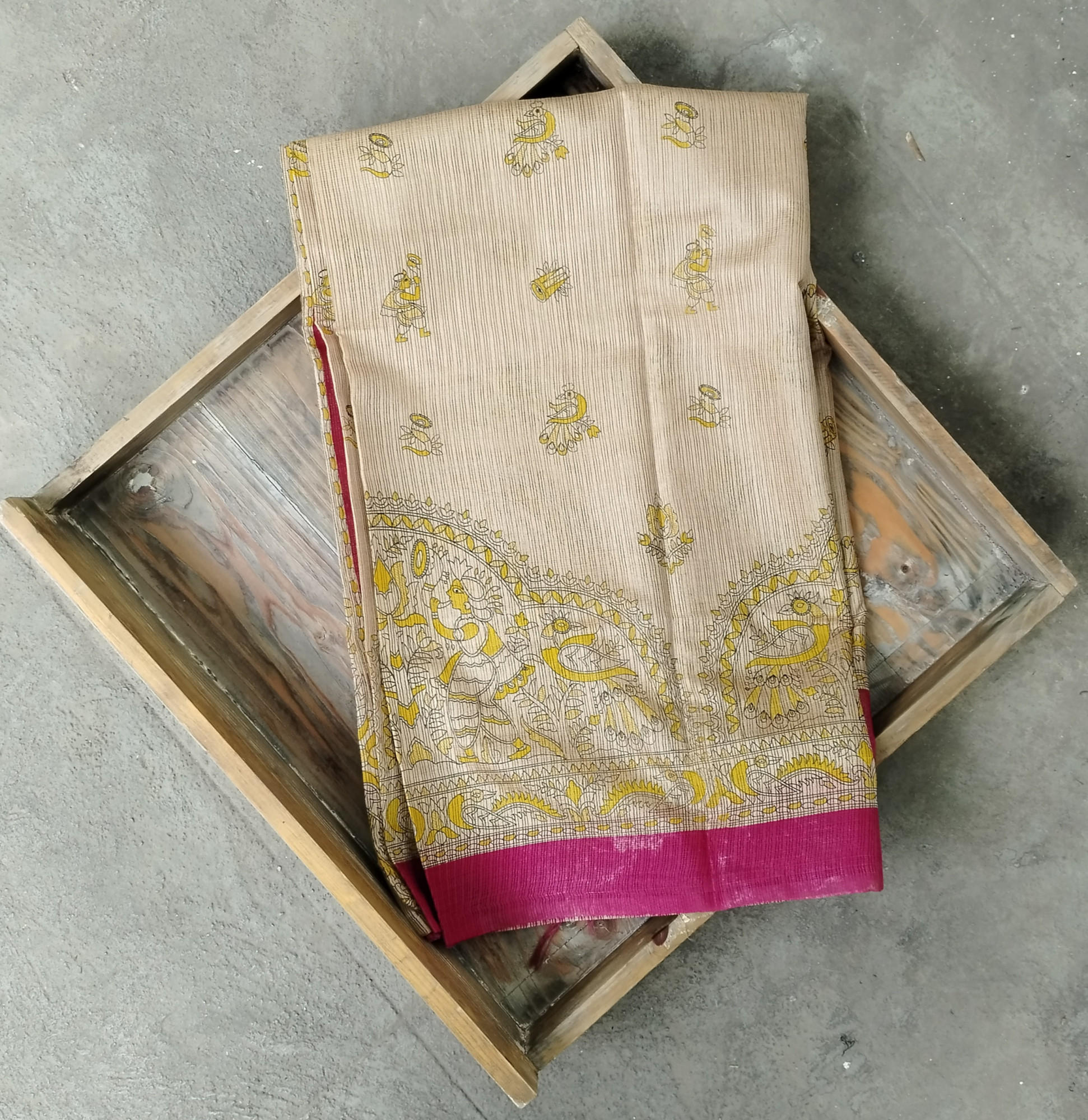 Kota Cotton Madhubani Print Saree