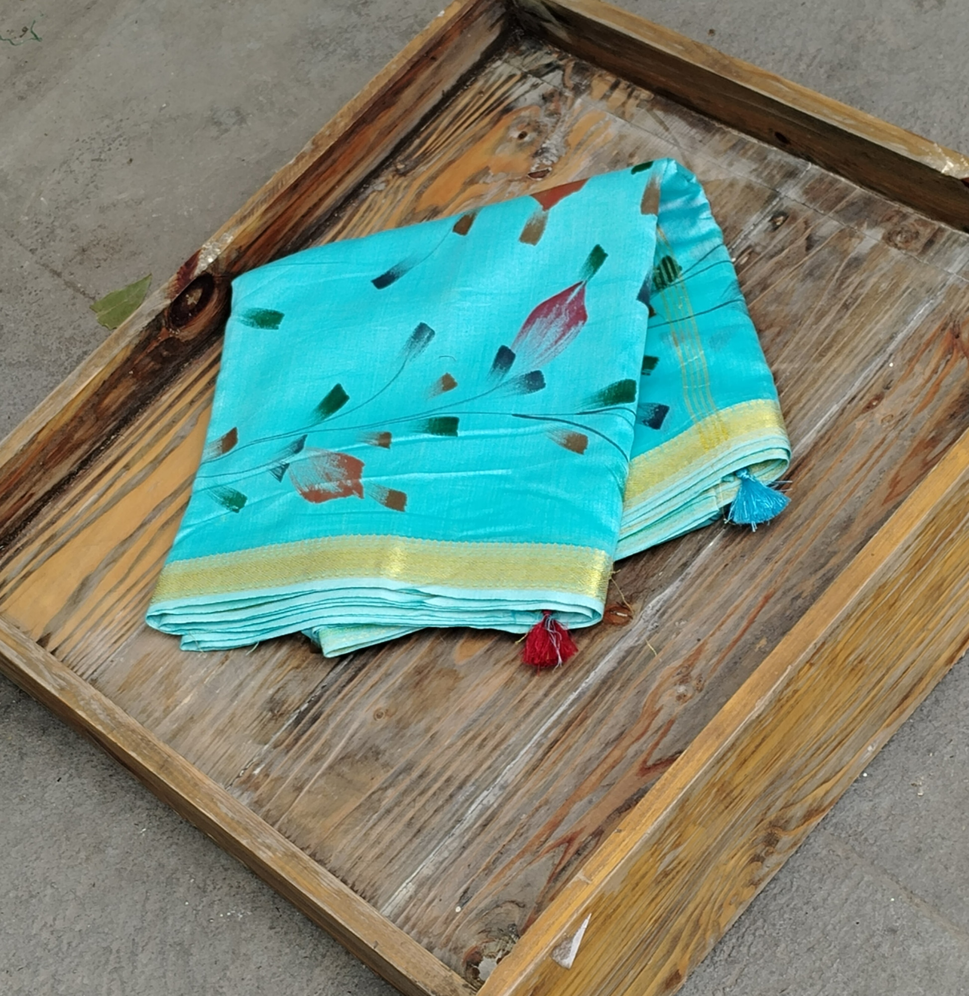 Chanderi Cotton Hand Painted Saree