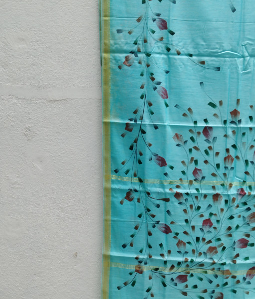 Chanderi Cotton Hand Painted  Saree