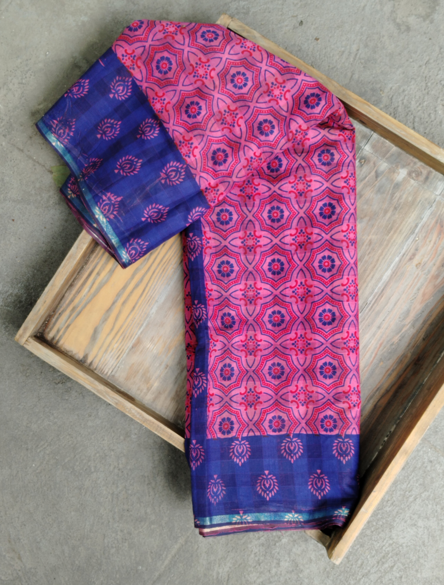 Matka Cotton Block Print Saree