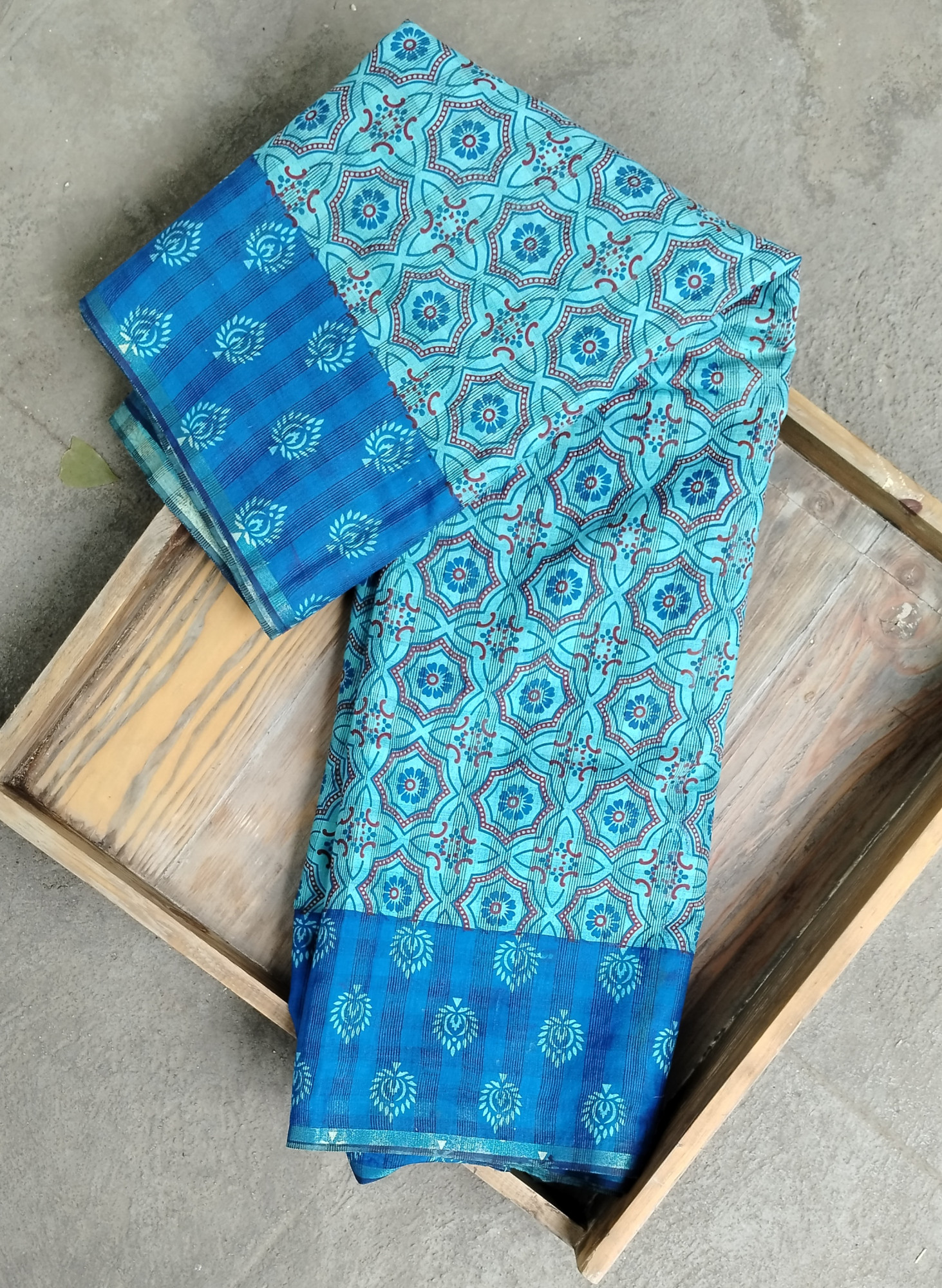 Matka Cotton Block Print Saree