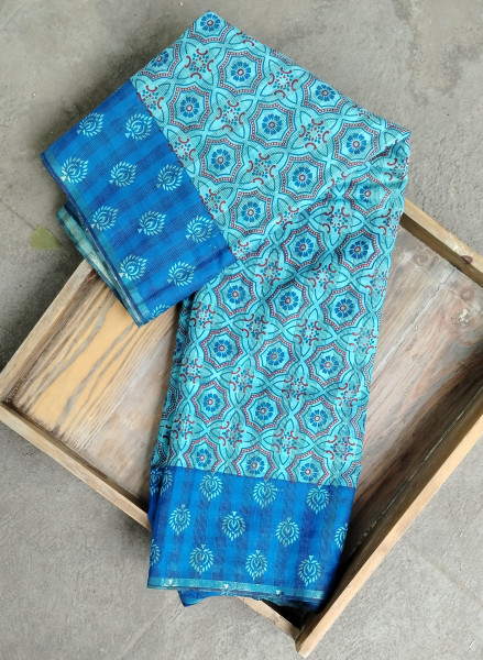 Matka Cotton Block Print Saree