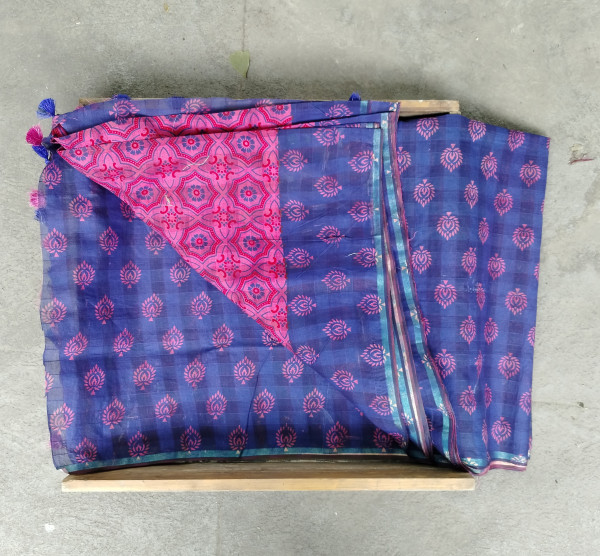 Matka Cotton Block Print Saree