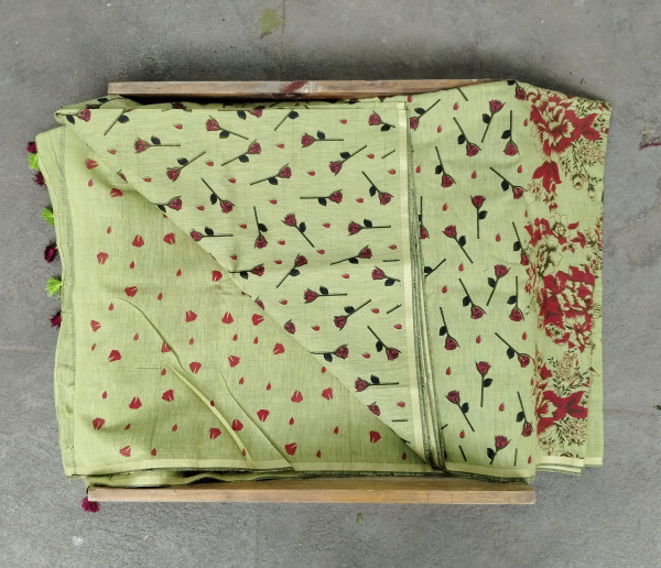 Hand Painted  Matka Cotton Saree