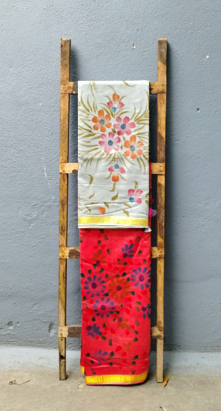 Chanderi Cotton Hand Painted Saree