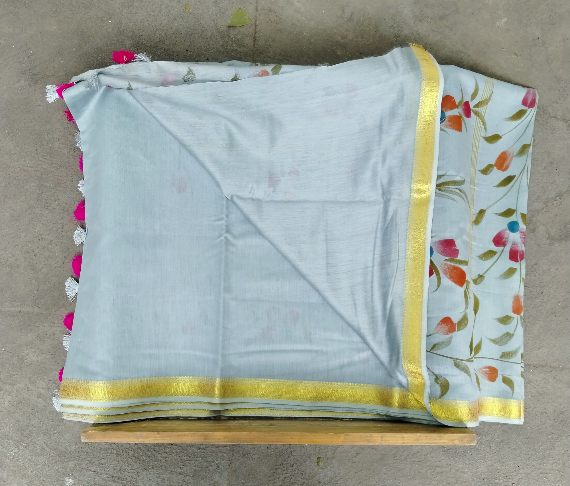 Chanderi Cotton Hand Painted Saree
