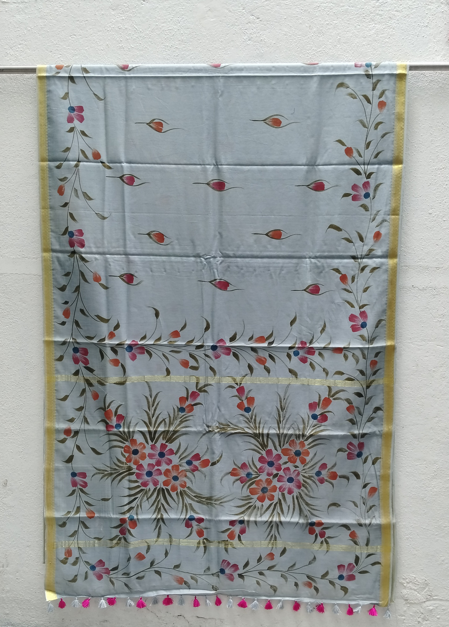 Chanderi Cotton Hand Painted Saree