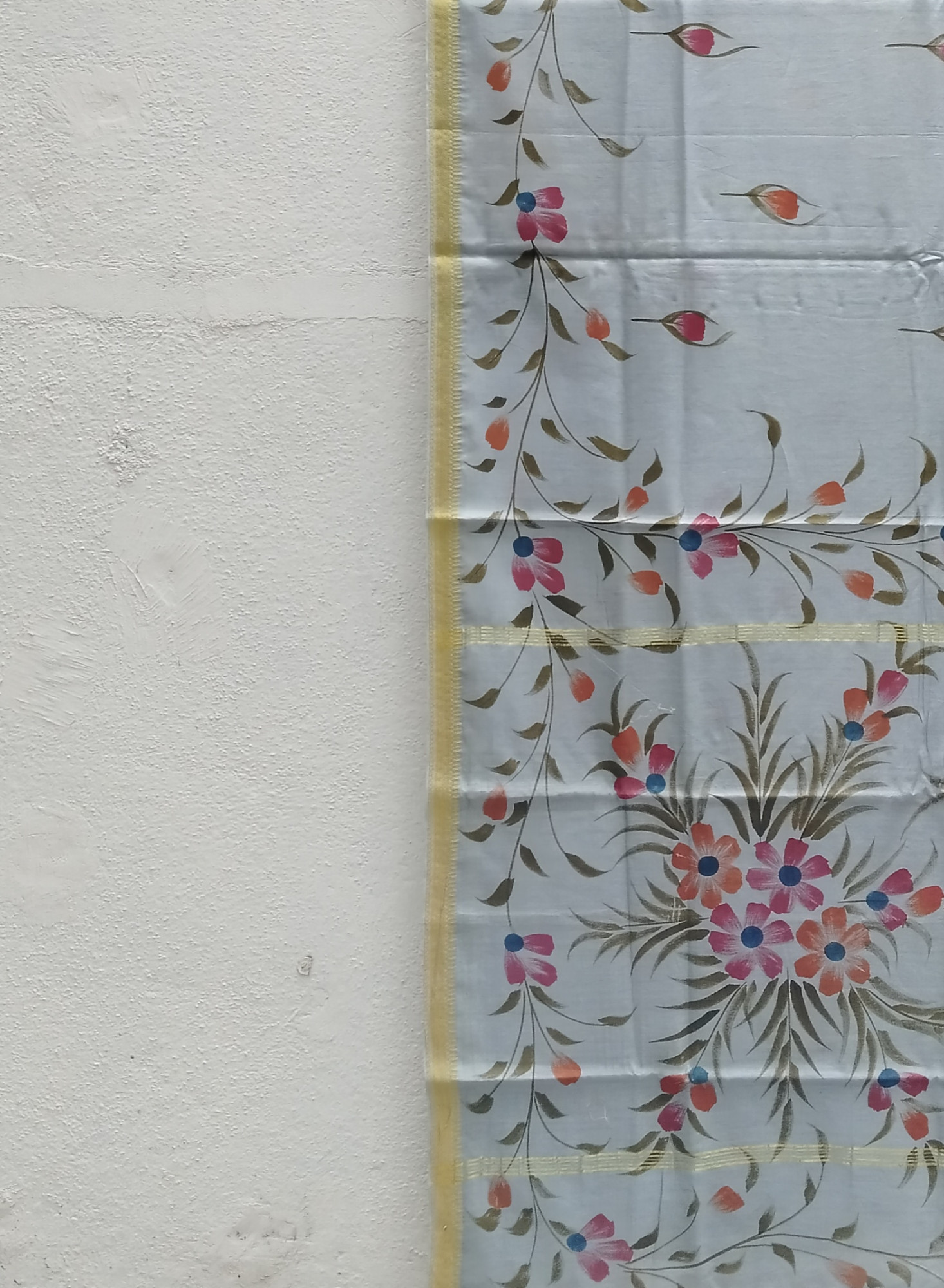 Chanderi Cotton Hand Painted Saree