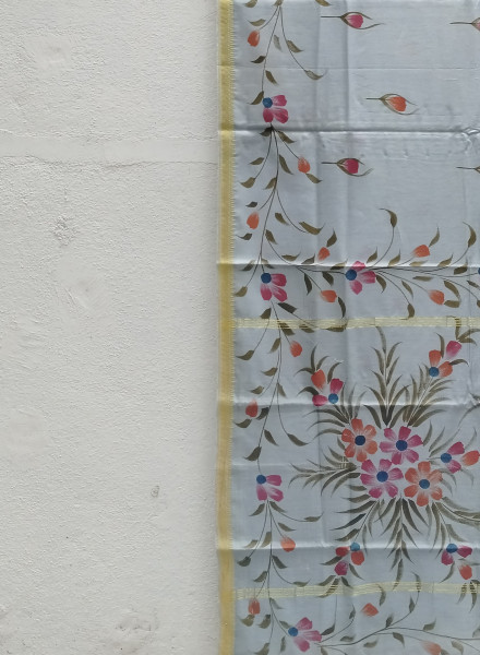 Chanderi Cotton Hand Painted Saree