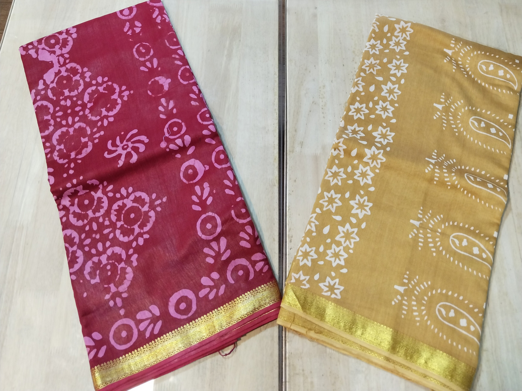 Chanderi Cotton block Print Saree