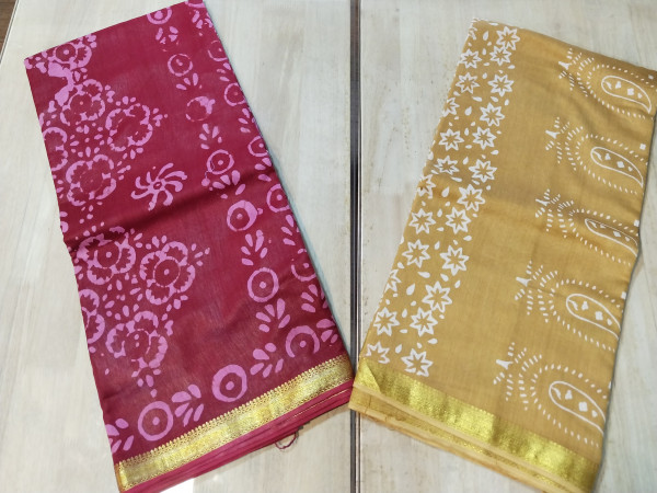 Chanderi Cotton block Print Saree