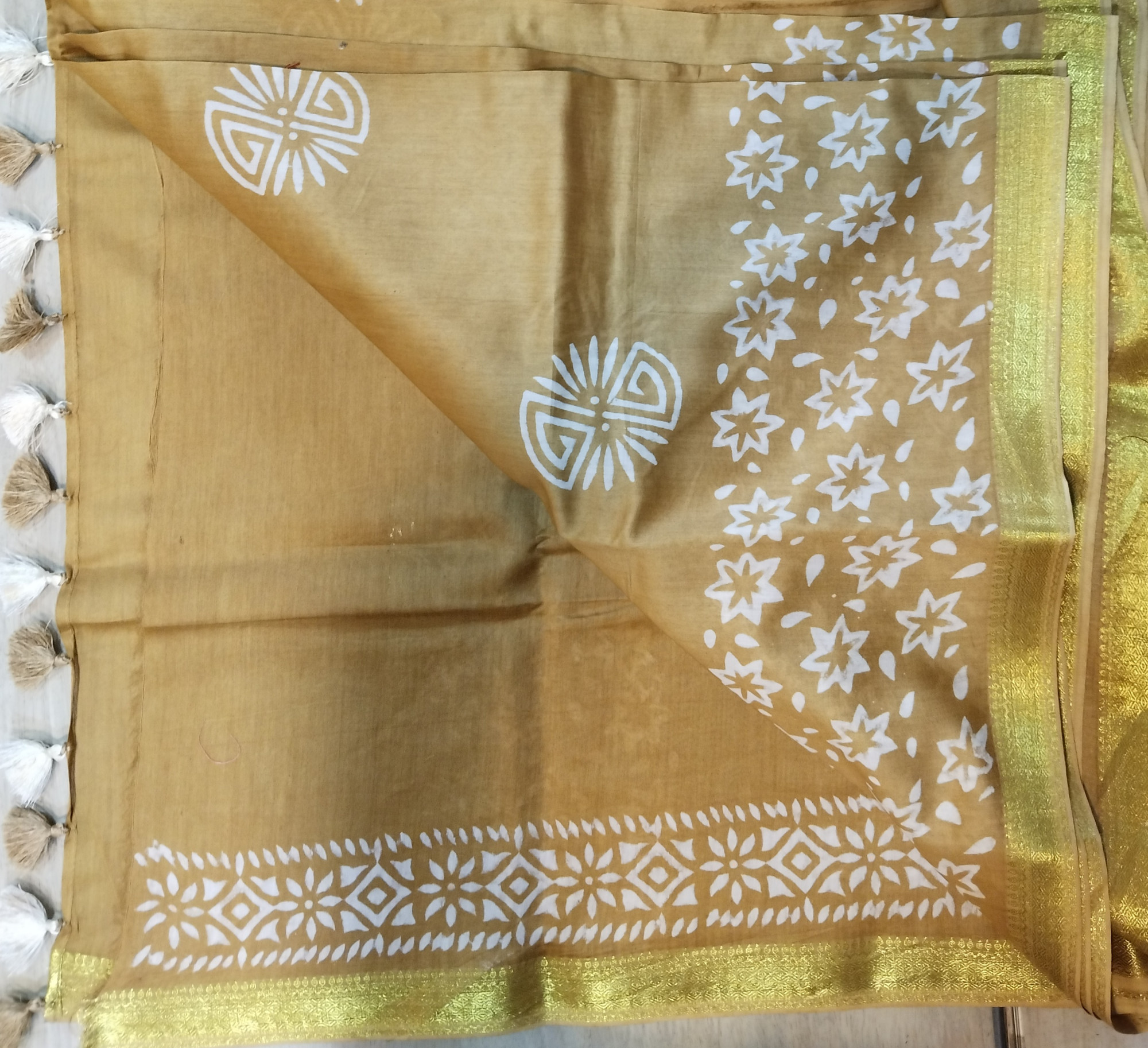 Chanderi Cotton block Print Saree