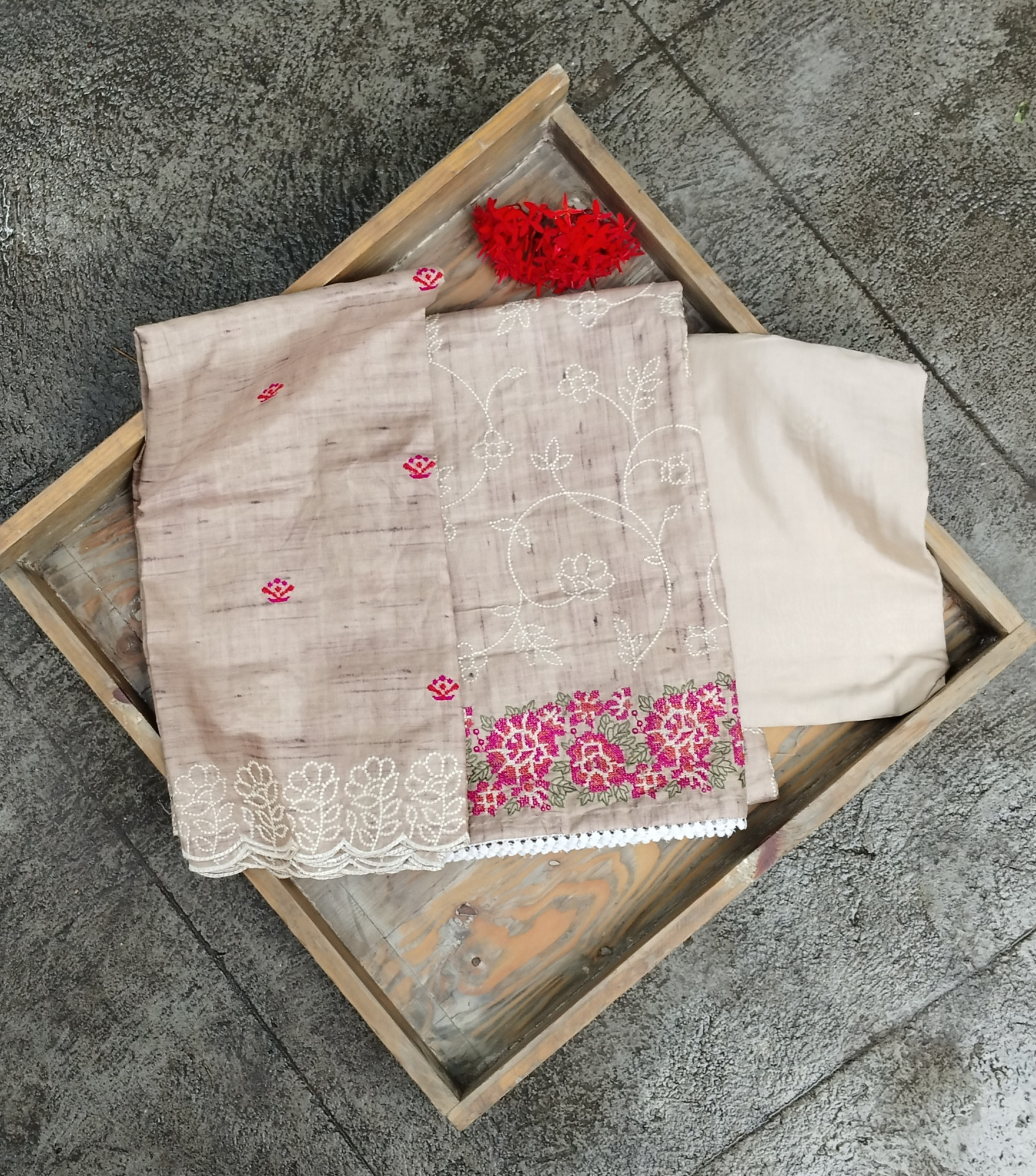 Tussar silk Dress Material