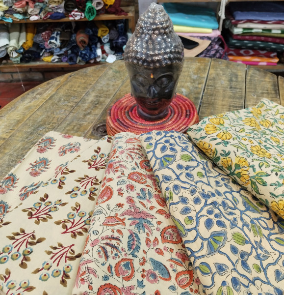 Beautiful Block Print  Beige  Unstitched Fabric Collection