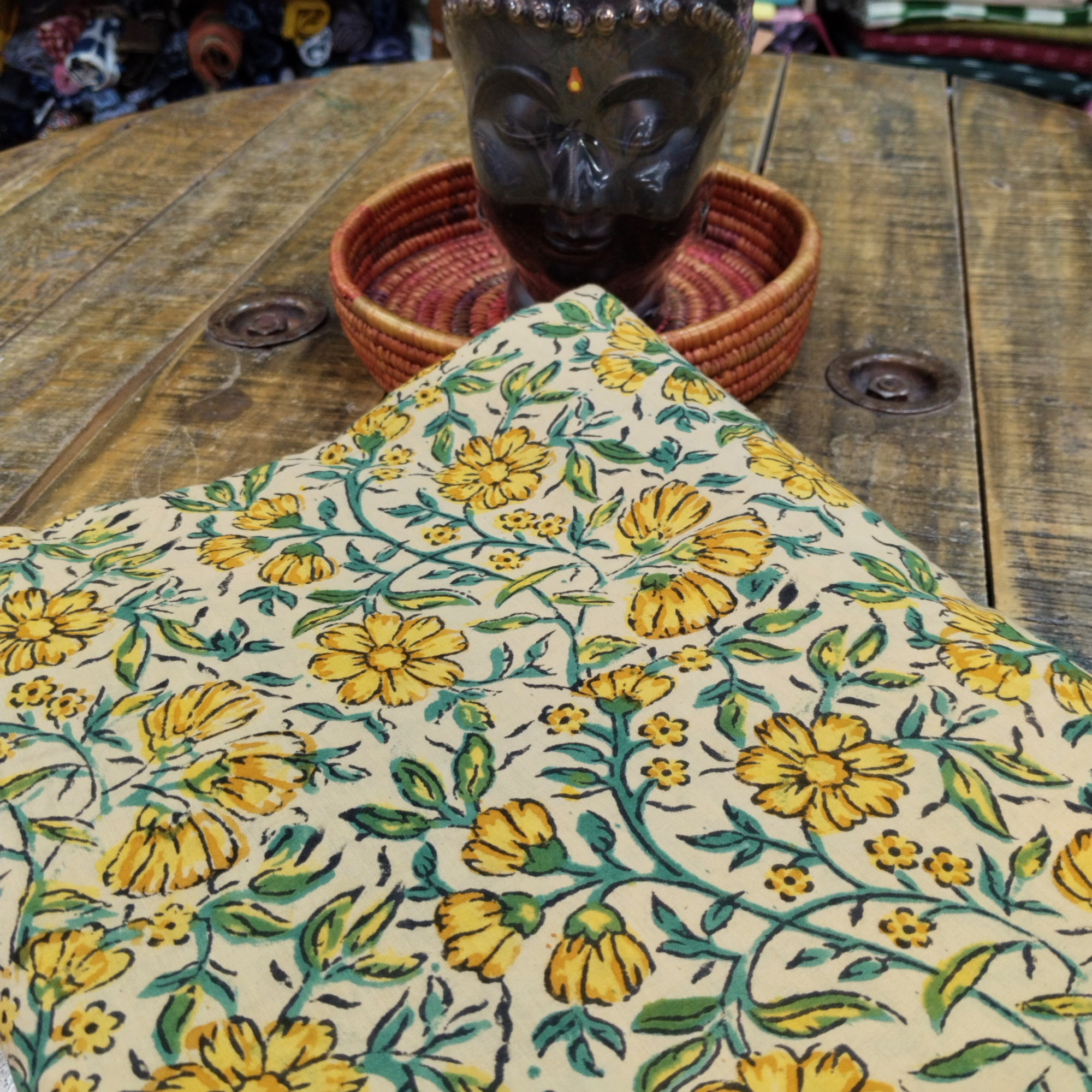 Beautiful Block Print Beige Unstitched Fabric Collection