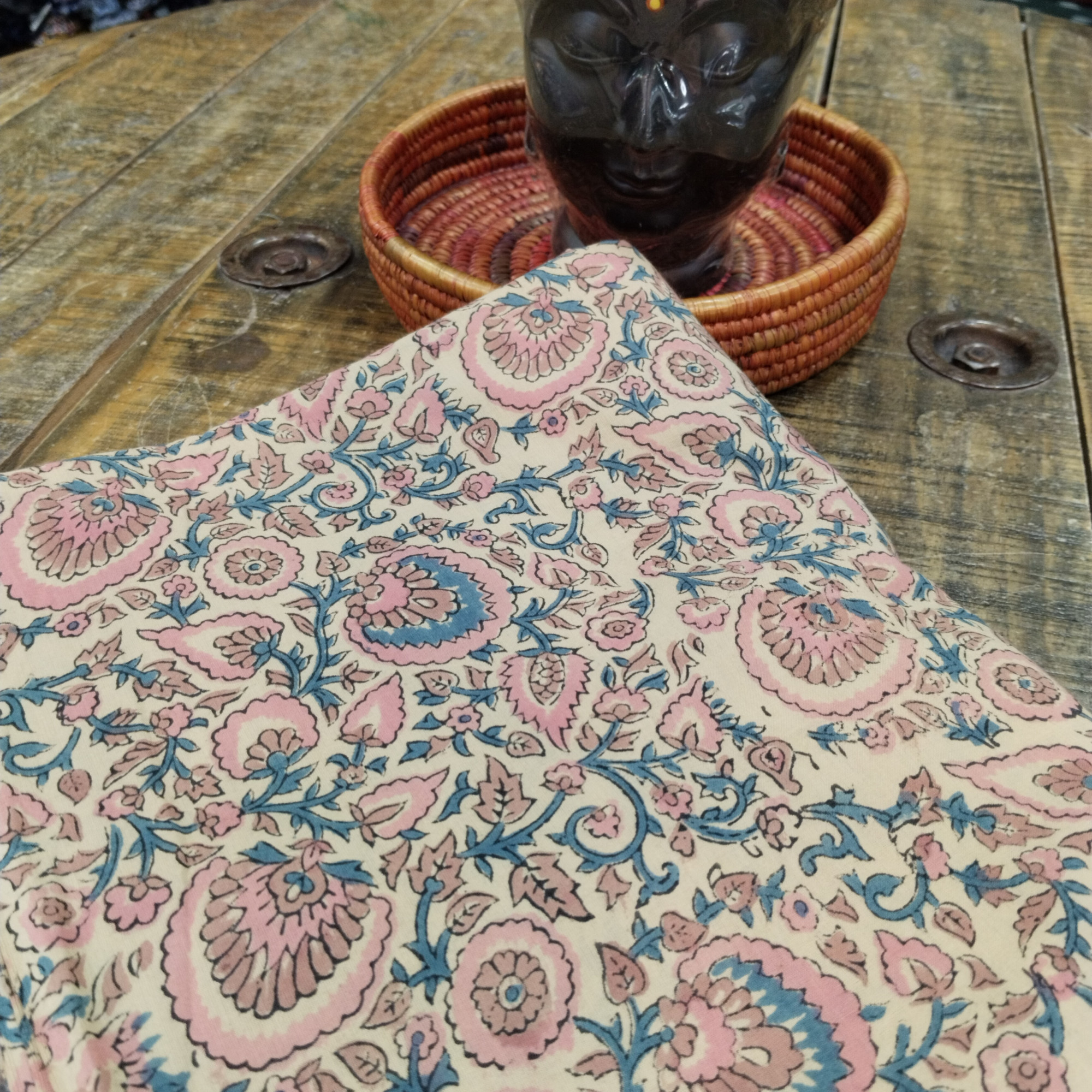 Beautiful Block Print Beige Unstitched Fabric Collection