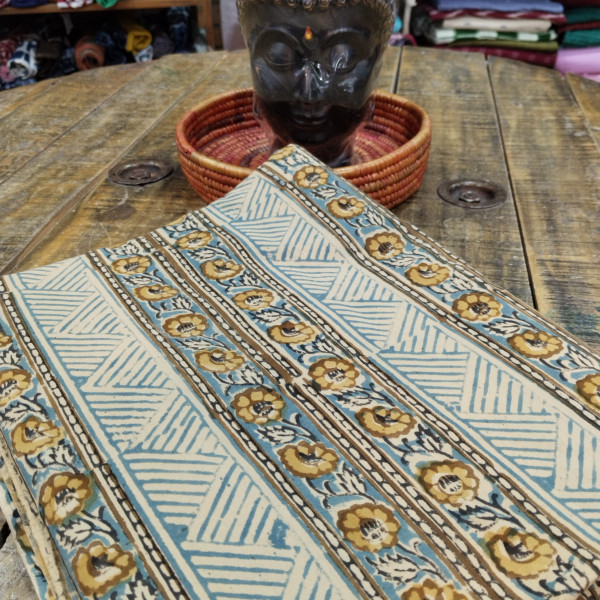 Beautiful Block Print  Beige  Unstitched Fabric Collection