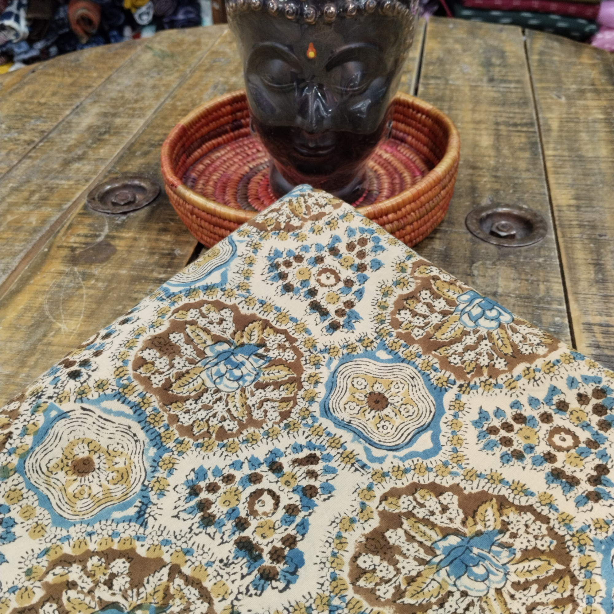 Beautiful Block Print Beige Unstitched Fabric Collection