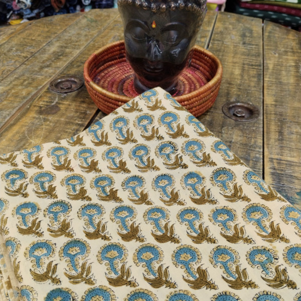 Beautiful Block Print  Beige  Unstitched Fabric Collection