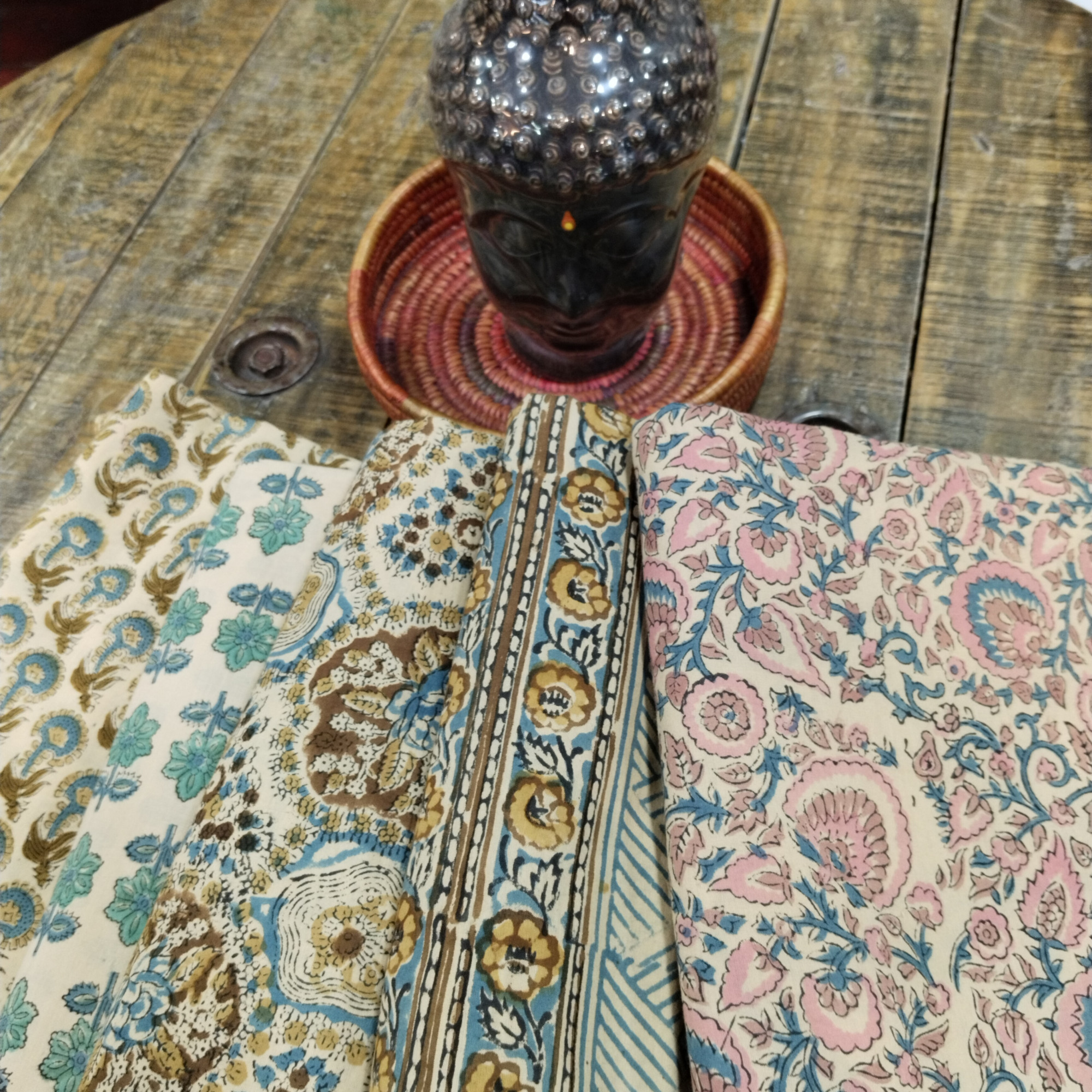 Beautiful Block Print  Beige  Unstitched Fabric Collection