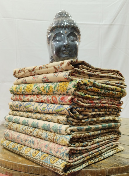 Beautiful Block Print  Beige  Unstitched Fabric Collection