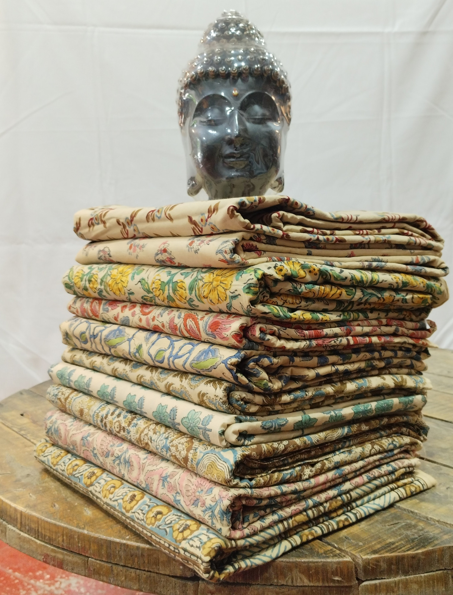 Beautiful Block Print Beige Unstitched Fabric Collection