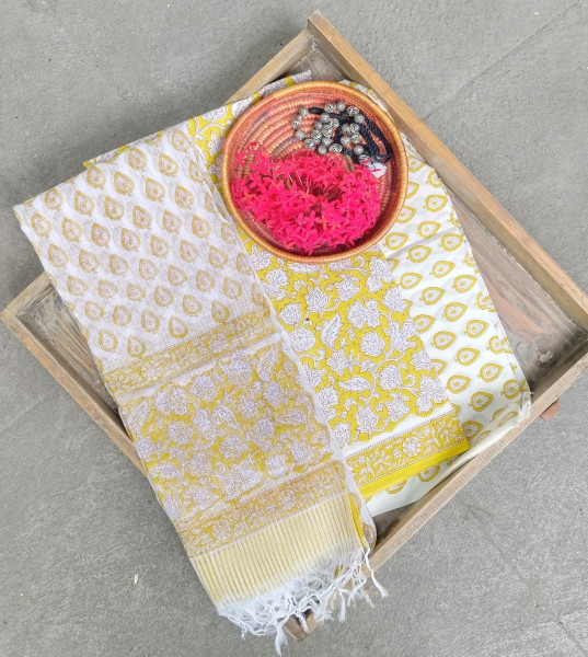 Cotton Unstitched Dress Suit