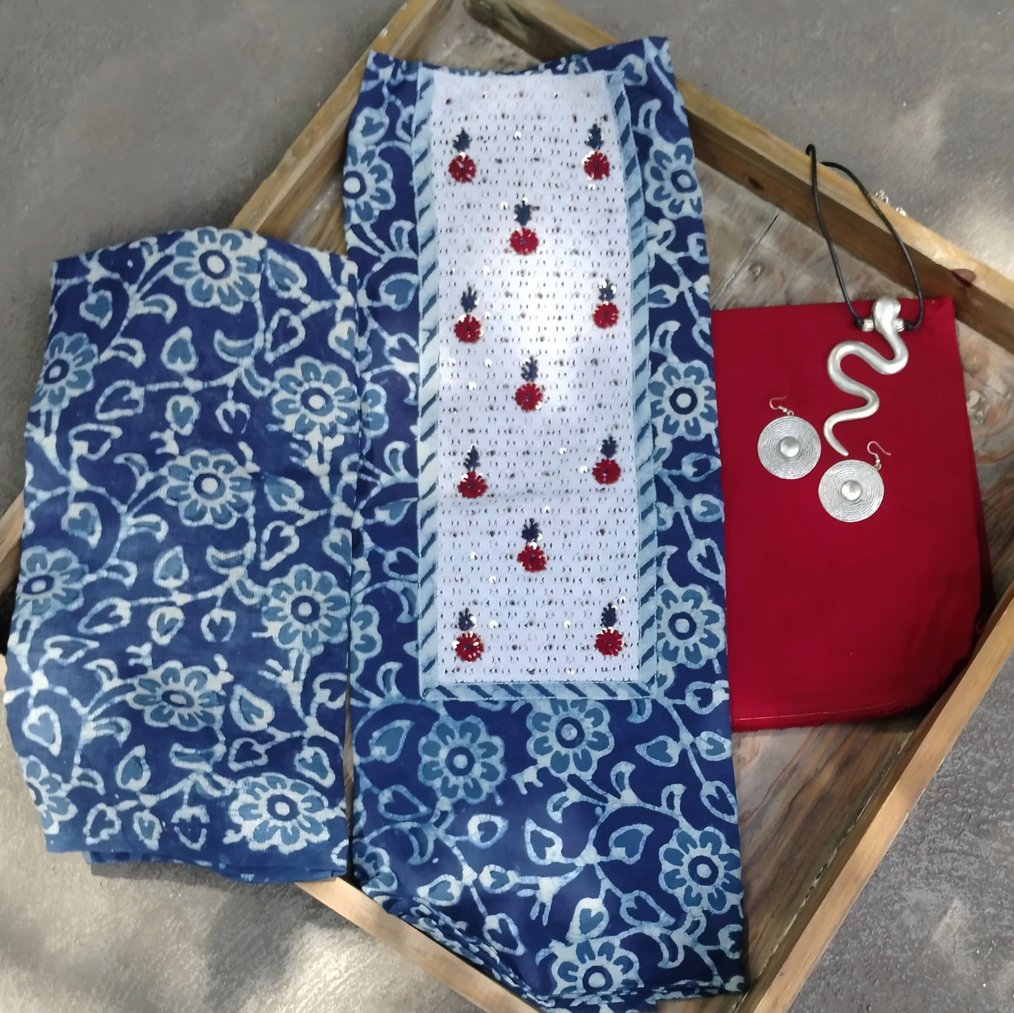 Cotton Unstitched Dress Suit