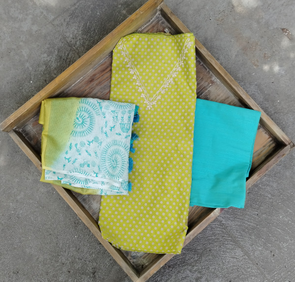 Chanderi Cotton Unstitched Dress Suit