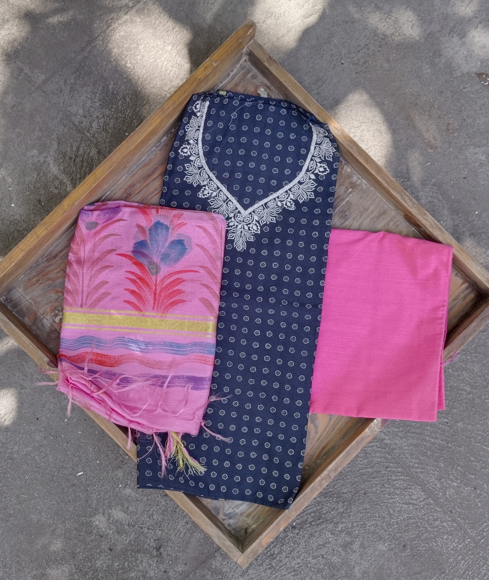 Silk Cotton Unstitched Dress Suit