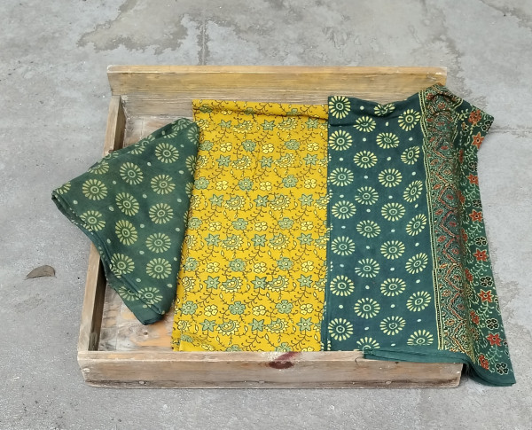 Ajrakh Handblock Cotton Unstitched Dress Material