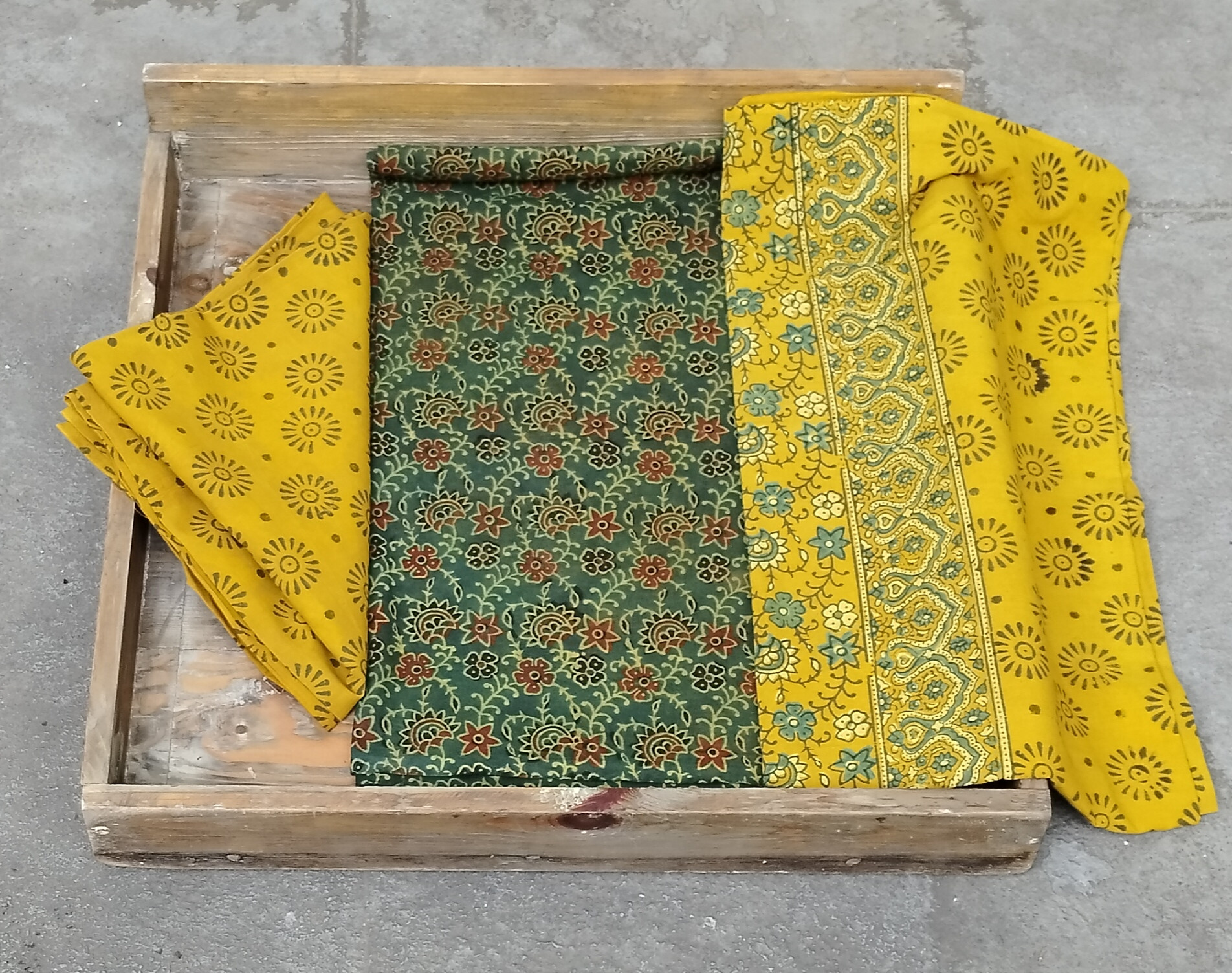 Ajrakh Handblock Cotton Unstitched Dress Material