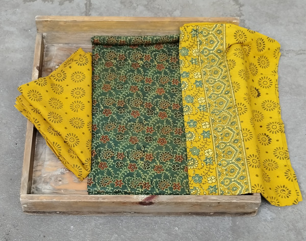 Ajrakh Handblock Cotton Unstitched Dress Material