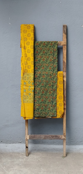 Ajrakh Handblock Cotton Unstitched Dress Material