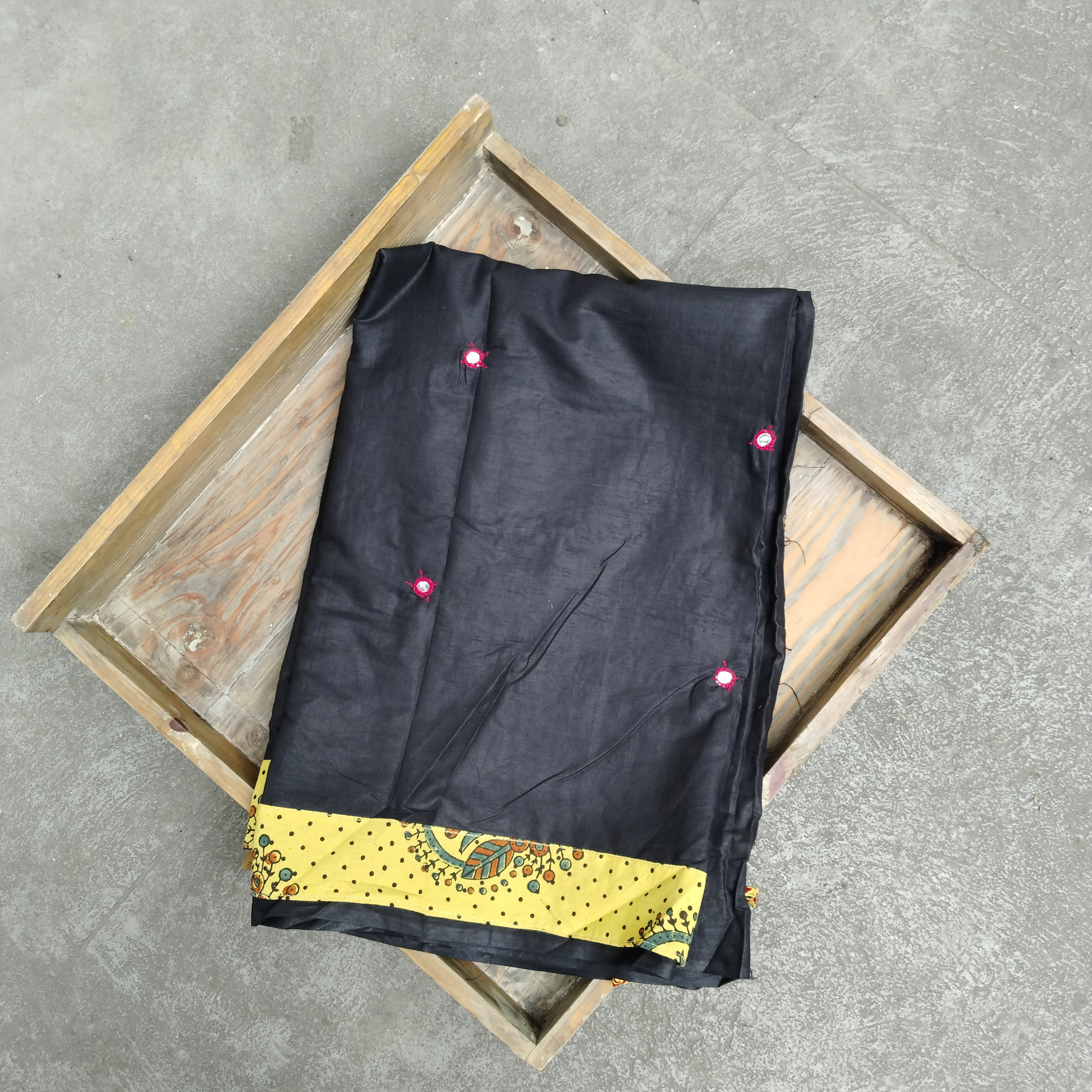 Mul Cotton Ajrakh Patch Work Saree