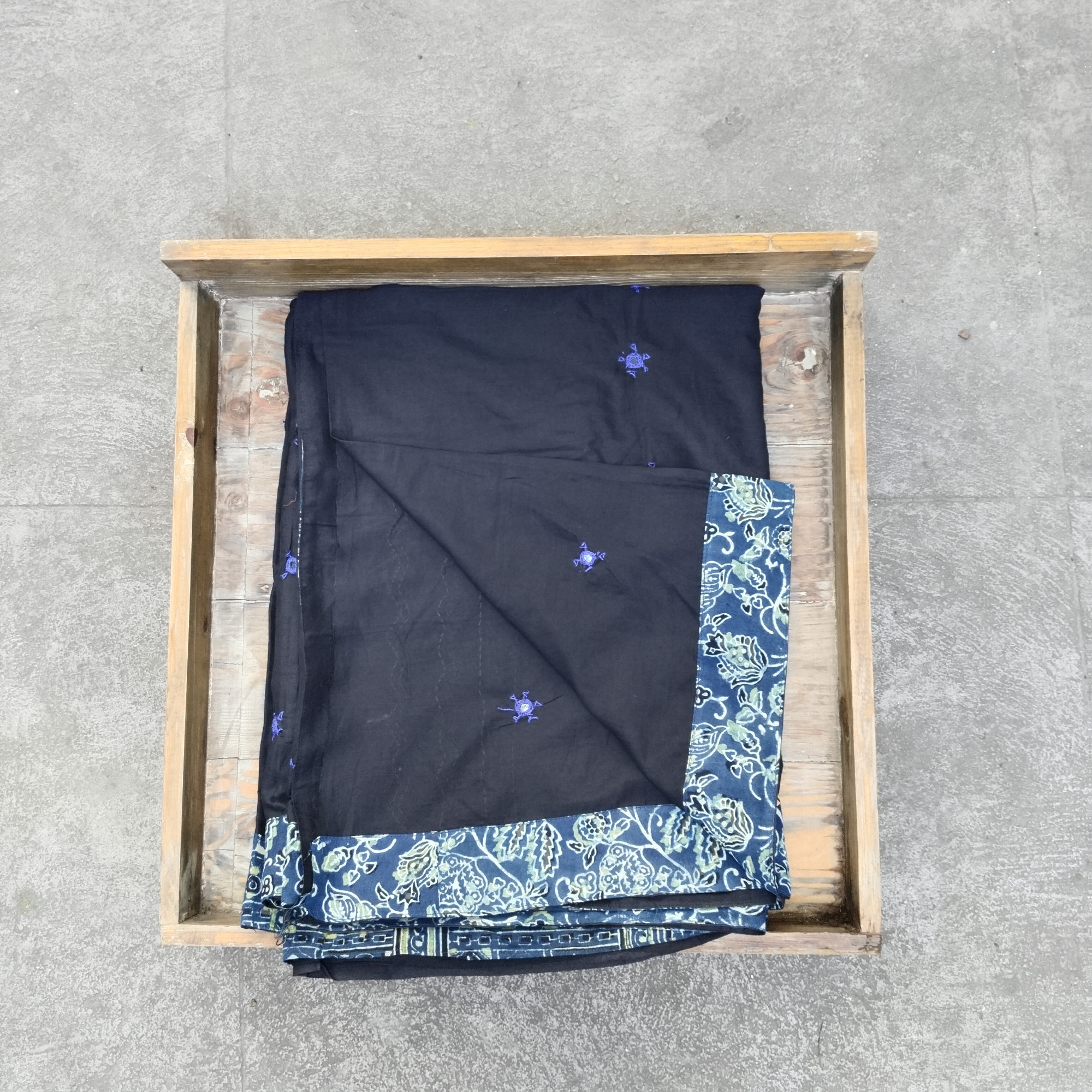 Mul Cotton Ajrakh Patch Work Saree