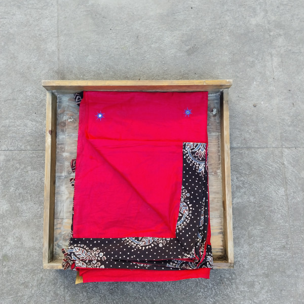 Mul Cotton Ajrakh Patch Work Saree