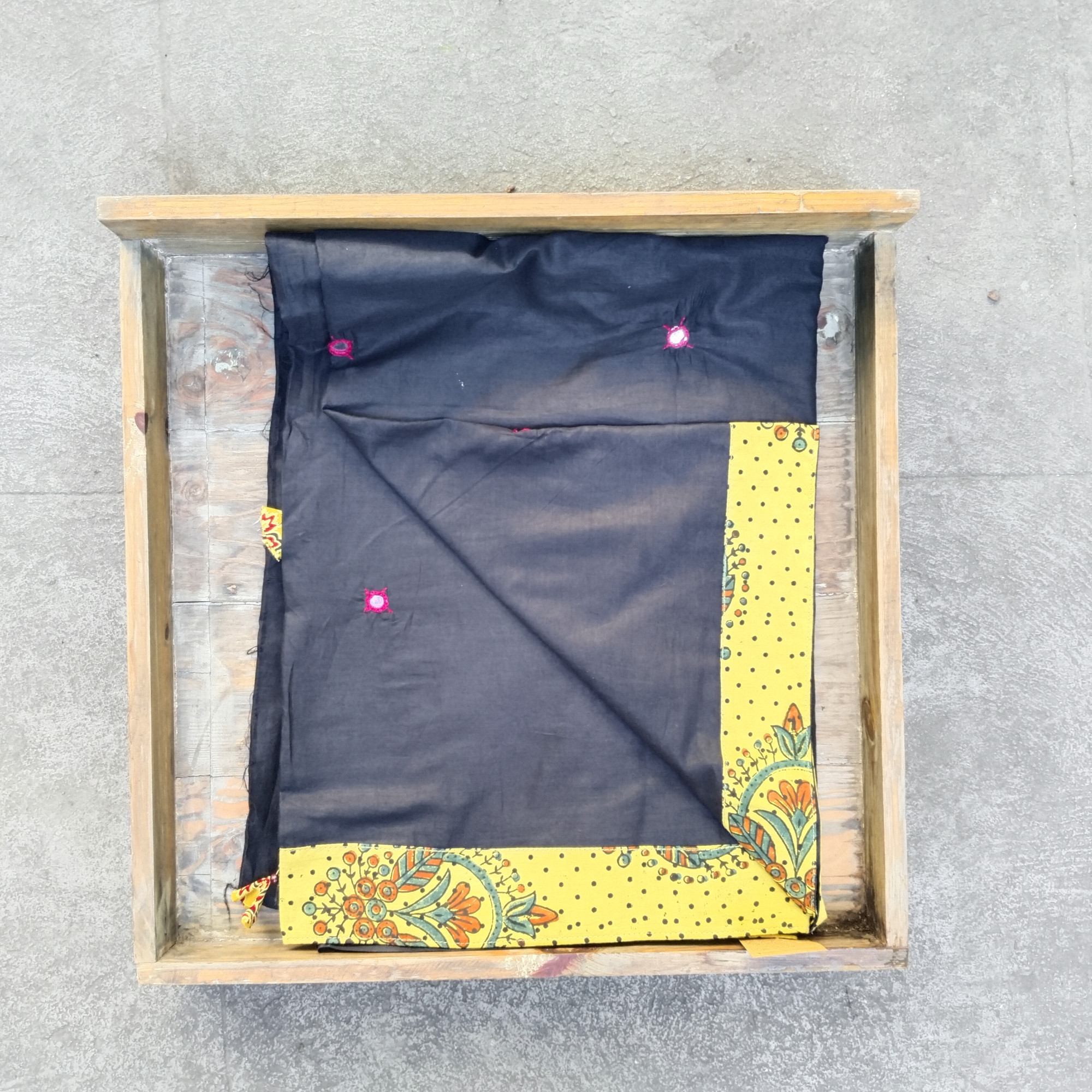 Mul Cotton Ajrakh Patch Work Saree