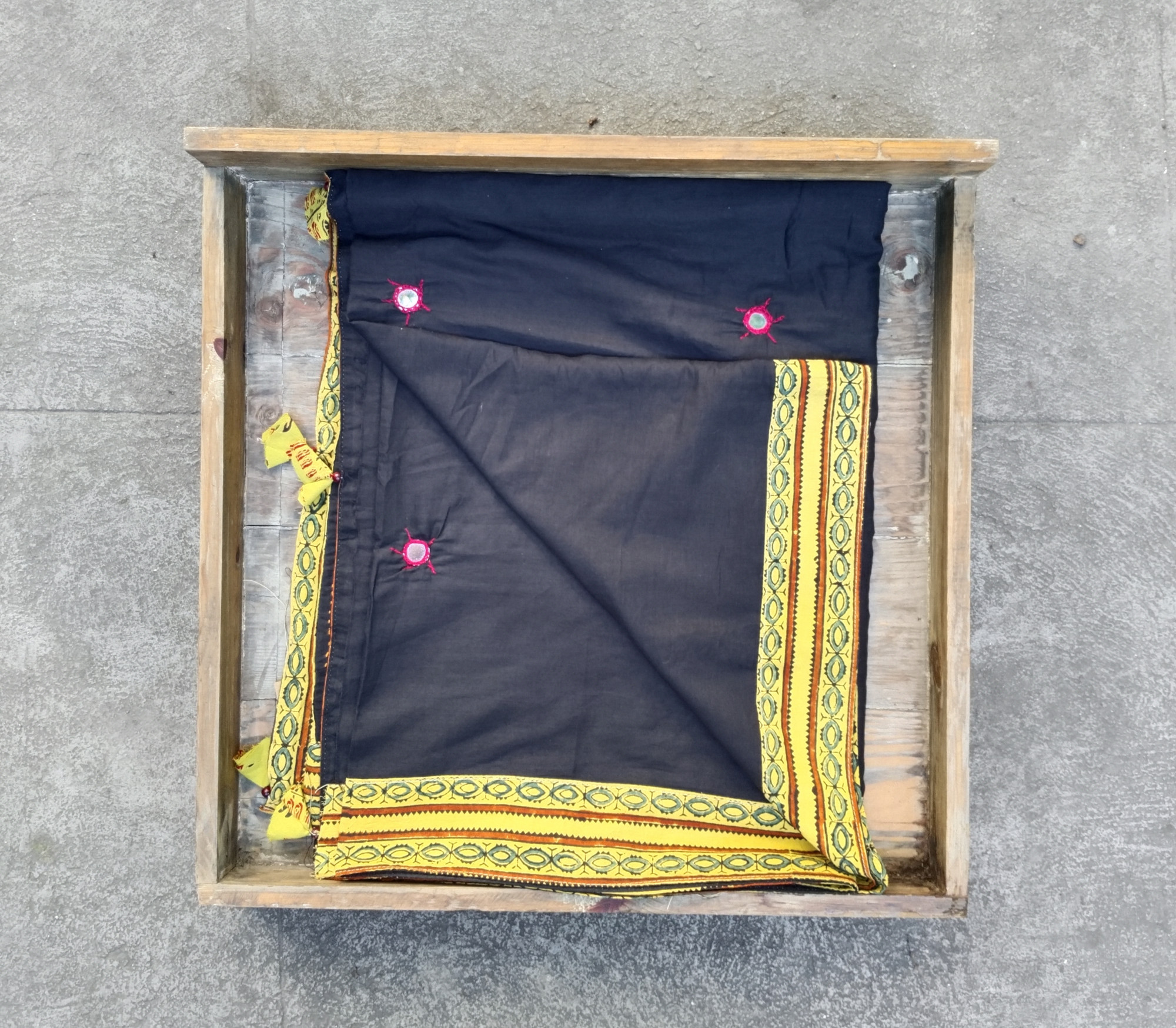 Mul Cotton Ajrakh Patch Work Saree