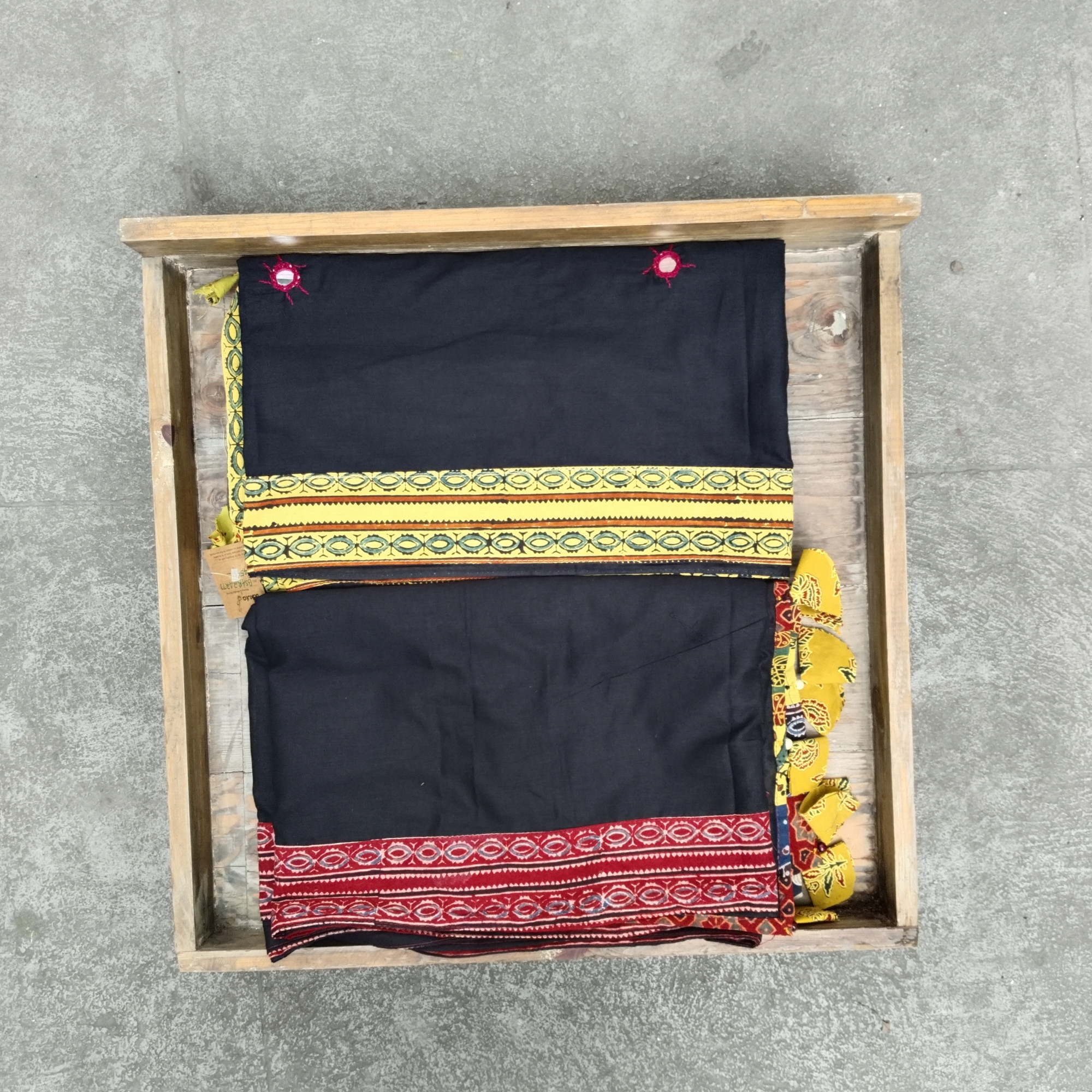 Mul Cotton Ajrakh Patch Work Saree