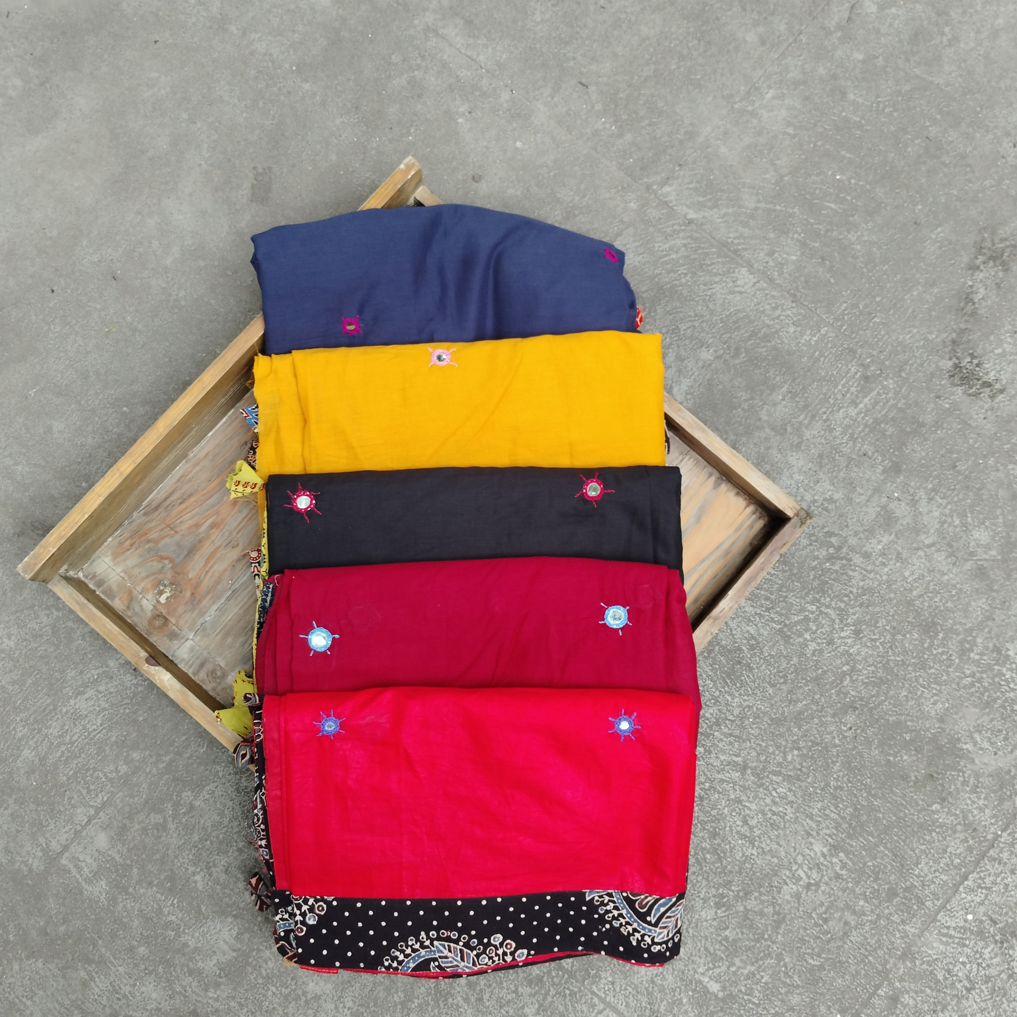 Mul Cotton Ajrakh Patch Work Saree