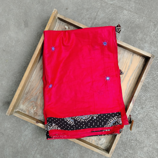 Mul Cotton Ajrakh Patch Work Saree