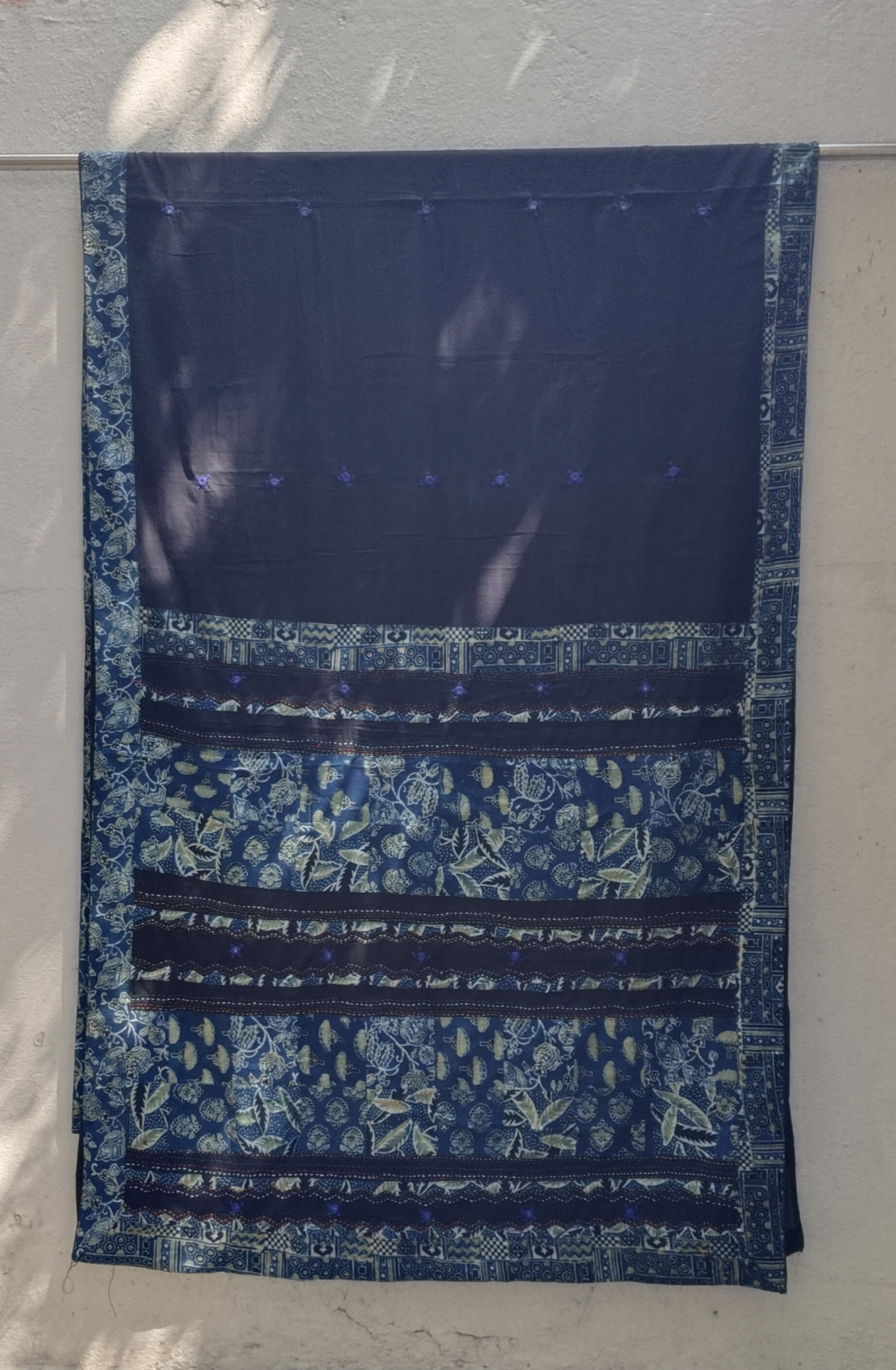 Mul Cotton Ajrakh Patch Work Saree