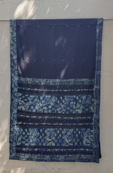 Mul Cotton Ajrakh Patch Work Saree