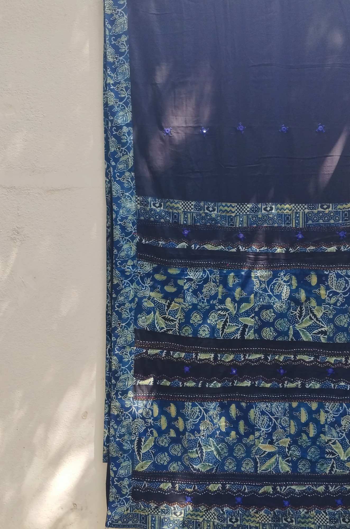 Mul Cotton Ajrakh Patch Work Saree