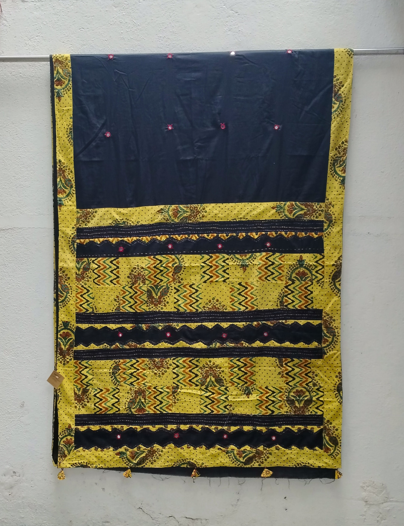 Mul Cotton Ajrakh Patch Work Saree