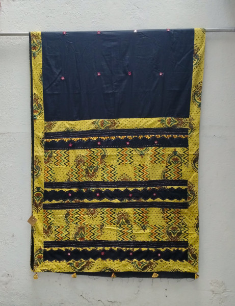 Mul Cotton Ajrakh Patch Work Saree